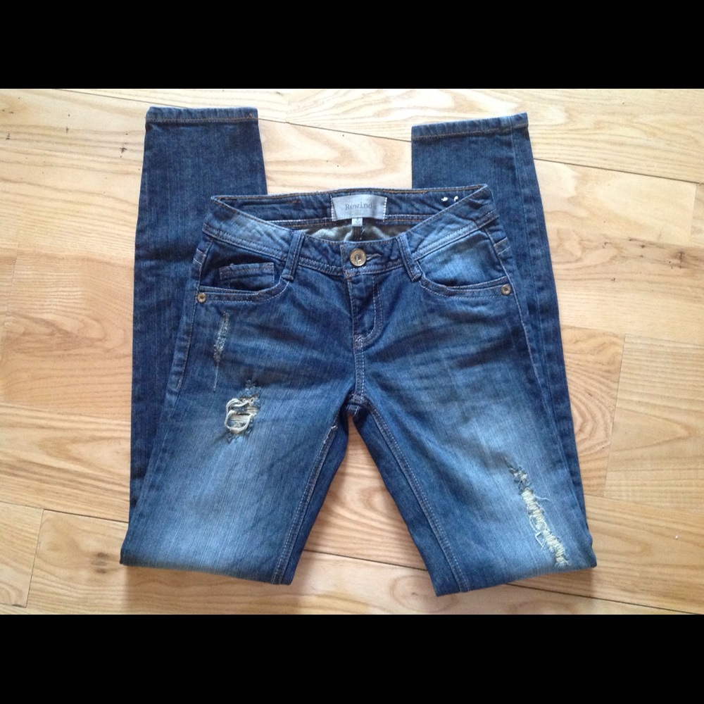 Straight Skinny Jeans 0 Distressed Stretch Rewind